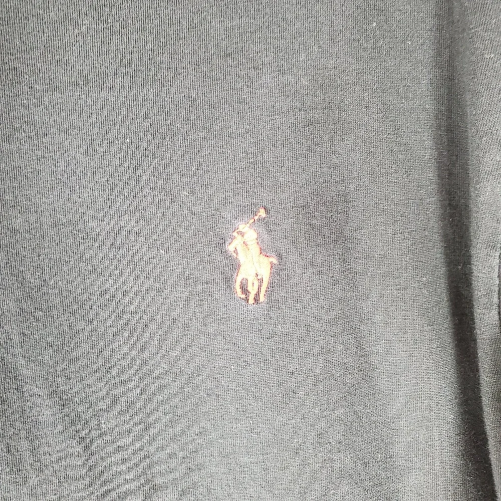 Polo Ralph Lauren Mens V-Neck Long Sleeve T-Shirt Black Red Pony Size L